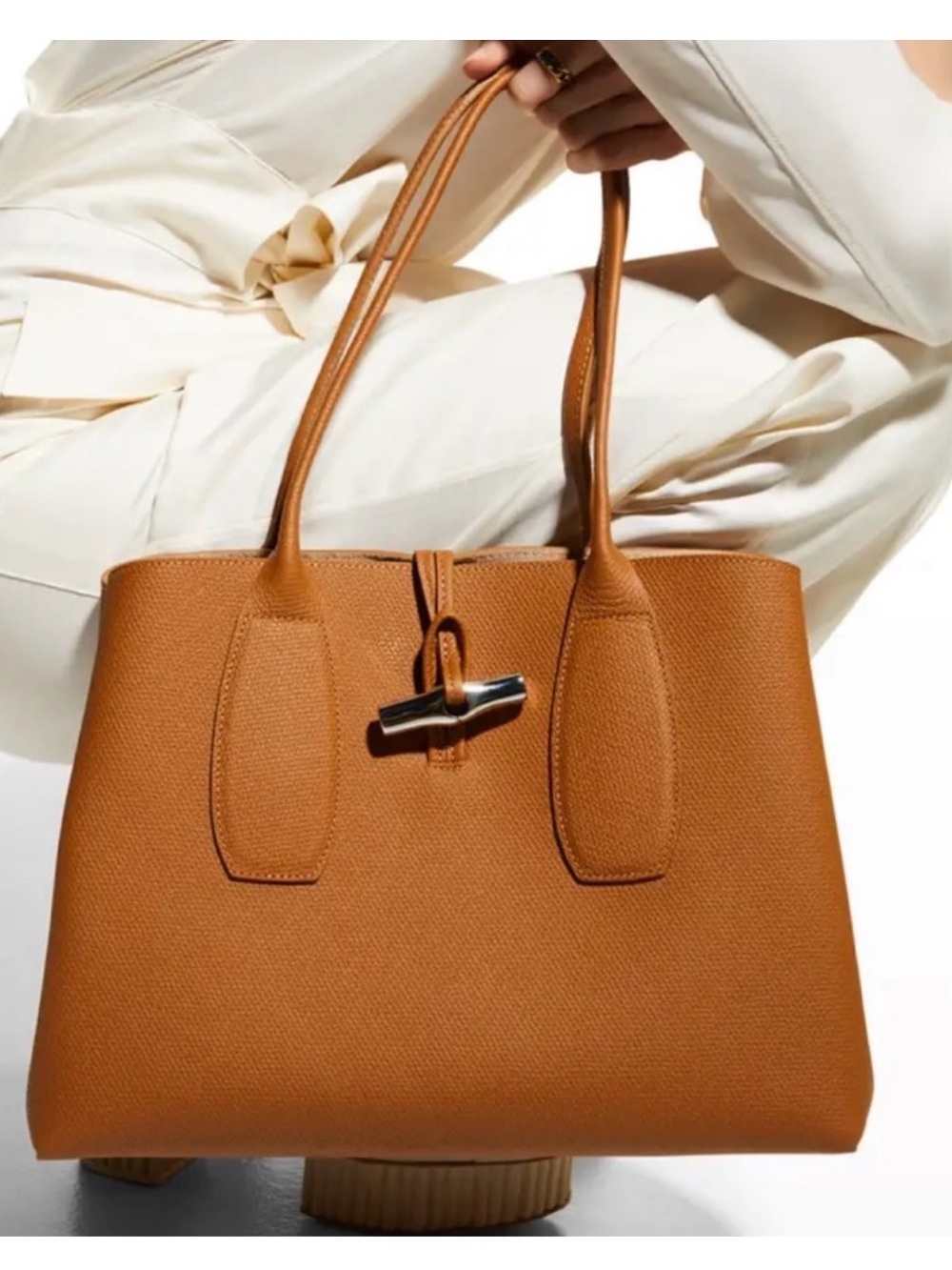 Longchamp Roseau Tote w/ Silver Hardware Medium